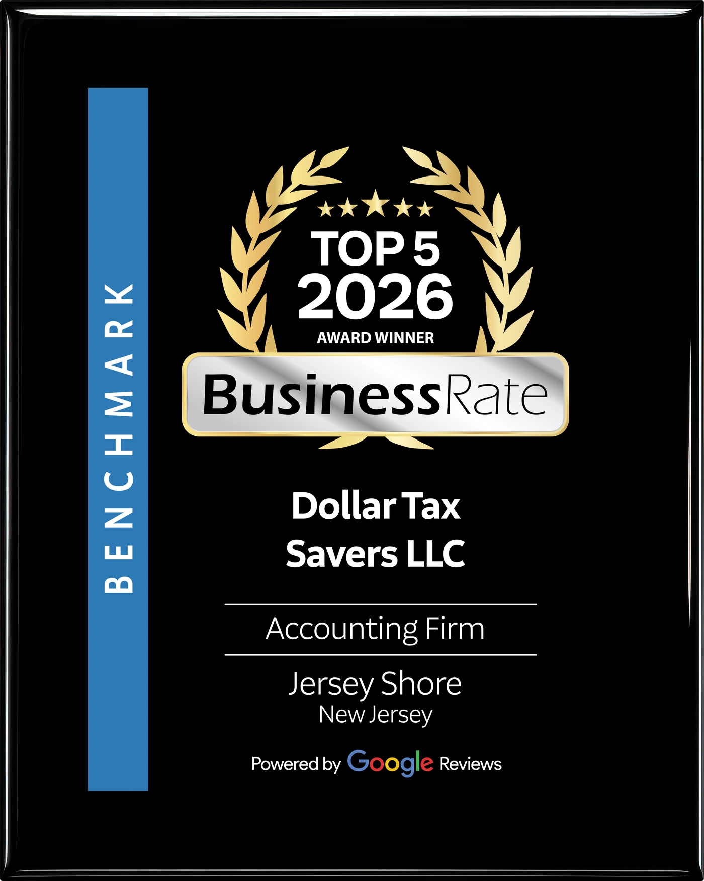 Top 5 2026 Award Winner Plaque — Dollar Tax Savers LLC